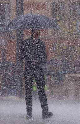 Horrible:&nbsp;Richard braved torrential rain as he filmed action-packed scenes outside the Albert Hall
