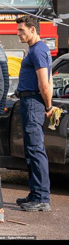 Attire:&nbsp;Richard looked dapper in his uniform which paired his blue top with matching cargo trousers and black trainers